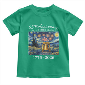 USA 250th Anniversary Toddler T Shirt Liberty Bell 17762026 Patriotic American Flag Starry Night TS14 Irish Green Print Your Wear