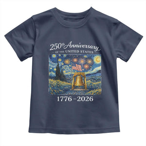 USA 250th Anniversary Toddler T Shirt Liberty Bell 17762026 Patriotic American Flag Starry Night TS14 Navy Print Your Wear