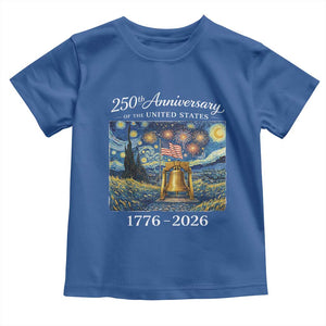 USA 250th Anniversary Toddler T Shirt Liberty Bell 17762026 Patriotic American Flag Starry Night TS14 Royal Blue Print Your Wear