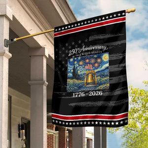 USA 250th Anniversary Patriotic Garden Flag Liberty Bell 17762026 Patriotic American Flag Starry Night TS14 Distressed Black Red Print Your Wear