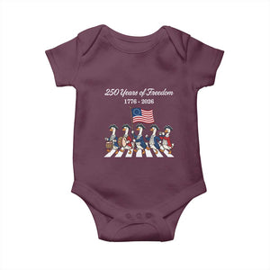 250 Years Of Freedom Baby Onesie Silly Goose Patriotic 4th of July TS14 Maroon Print Your Wear