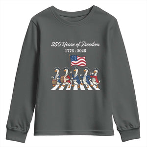 250 Years Of Freedom Youth Sweatshirt Silly Goose Patriotic 4th of July TS14 Dark Heather Print Your Wear