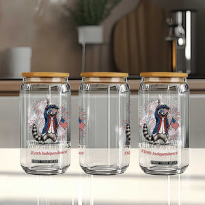 Feral and Free Funny Raccoon 4th of July Glass Can USA 250 Years Freedom Independence Anniversary Gift TS14 Print Your Wear