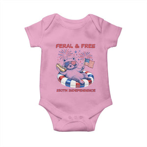 Feral and Free Funny Raccoon 4th of July Baby Onesie 250 Years Of Freedom TS14 Light Pink Print Your Wear