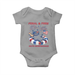 Feral and Free Funny Raccoon 4th of July Baby Onesie 250 Years Of Freedom TS14 Sport Gray Print Your Wear