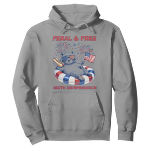 Feral and Free Funny Raccoon 4th of July Hoodie 250 Years Of Freedom TS14 Sport Gray Print Your Wear