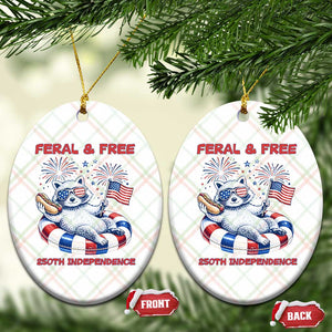 Feral and Free Funny Raccoon 4th of July Ceramic Ornament 250 Years Of Freedom TS14 Print Your Wear