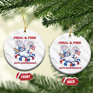 Feral and Free Funny Raccoon 4th of July Ceramic Ornament 250 Years Of Freedom TS14 1pc White Marble Print Your Wear