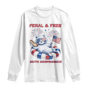Feral and Free Funny Raccoon 4th of July Long Sleeve Shirt 250 Years Of Freedom TS14 White Print Your Wear