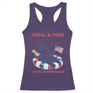 Feral and Free Funny Raccoon 4th of July Racerback Tank Top 250 Years Of Freedom TS14 Purple Print Your Wear