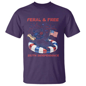 Feral and Free Funny Raccoon 4th of July T Shirt 250 Years Of Freedom TS14 Purple Print Your Wear