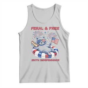 Feral and Free Funny Raccoon 4th of July Tank Top 250 Years Of Freedom TS14 Ash Print Your Wear