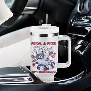 Feral and Free Funny Raccoon 4th of July Tumbler With Handle 250 Years Of Freedom TS14 Print Your Wear