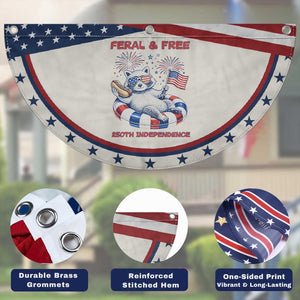 Feral and Free Funny Raccoon 4th of July Patriotic Fan Flag 250 Years Of Freedom