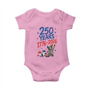 250th Anniversary USA Baby Onesie Patriotic Raccoon American Flag 4th of July TS14 Light Pink Print Your Wear