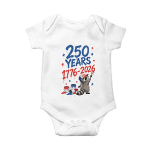 250th Anniversary USA Baby Onesie Patriotic Raccoon American Flag 4th of July TS14 White Print Your Wear