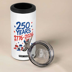 250th Anniversary USA 4 in 1 Can Cooler Tumbler Patriotic Raccoon American Flag 4th of July TS14 Print Your Wear