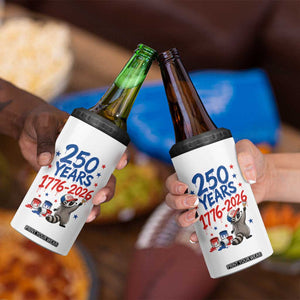 250th Anniversary USA 4 in 1 Can Cooler Tumbler Patriotic Raccoon American Flag 4th of July TS14 Print Your Wear