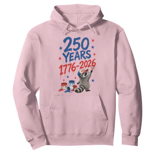 250th Anniversary USA Hoodie Patriotic Raccoon American Flag 4th of July TS14 Light Pink Print Your Wear