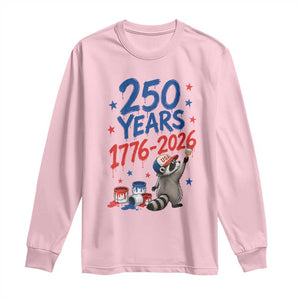 250th Anniversary USA Long Sleeve Shirt Patriotic Raccoon American Flag 4th of July TS14 Light Pink Print Your Wear