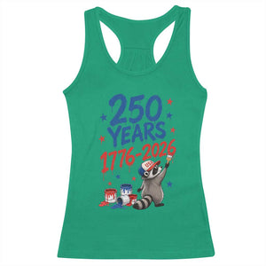 250th Anniversary USA Racerback Tank Top Patriotic Raccoon American Flag 4th of July TS14 Irish Green Print Your Wear