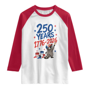 250th Anniversary USA Raglan Shirt Patriotic Raccoon American Flag 4th of July TS14 White Red Print Your Wear