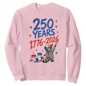 250th Anniversary USA Sweatshirt Patriotic Raccoon American Flag 4th of July TS14 Light Pink Print Your Wear