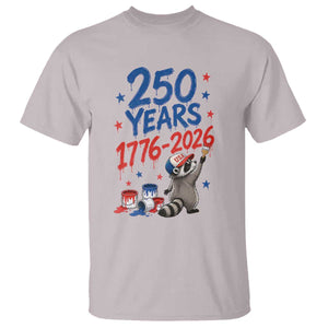 250th Anniversary USA T Shirt Patriotic Raccoon American Flag 4th of July TS14 Ice Gray Print Your Wear