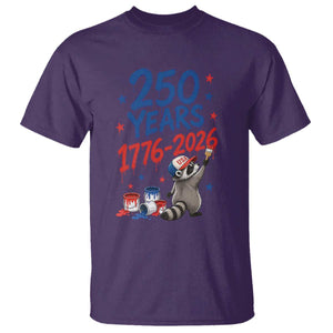 250th Anniversary USA T Shirt Patriotic Raccoon American Flag 4th of July TS14 Purple Print Your Wear
