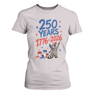 250th Anniversary USA T Shirt For Women Patriotic Raccoon American Flag 4th of July TS14 Ice Gray Print Your Wear