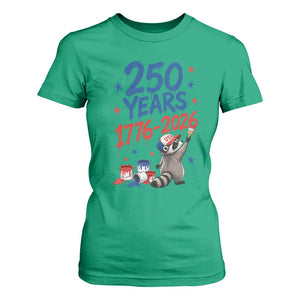 250th Anniversary USA T Shirt For Women Patriotic Raccoon American Flag 4th of July TS14 Irish Green Print Your Wear