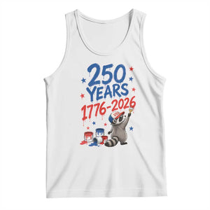 250th Anniversary USA Tank Top Patriotic Raccoon American Flag 4th of July TS14 White Print Your Wear