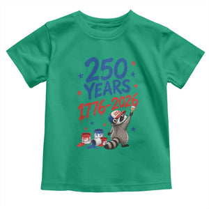 250th Anniversary USA Toddler T Shirt Patriotic Raccoon American Flag 4th of July TS14 Irish Green Print Your Wear