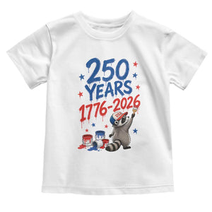 250th Anniversary USA Toddler T Shirt Patriotic Raccoon American Flag 4th of July TS14 White Print Your Wear