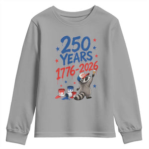 250th Anniversary USA Youth Sweatshirt Patriotic Raccoon American Flag 4th of July TS14 Sport Gray Print Your Wear