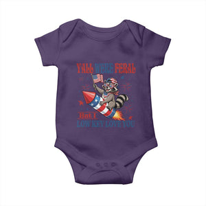 Y'all were Feral But I Low Key Love You Baby Onesie Raccoon Cute Teacher 4th of July TS14 Purple Print Your Wear