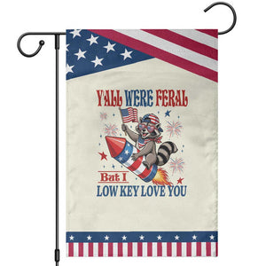 Y'all were Feral But I Low Key Love You Patriotic Garden Flag Raccoon Cute Teacher 4th of July TS14 Modern Beige Blue Print Your Wear