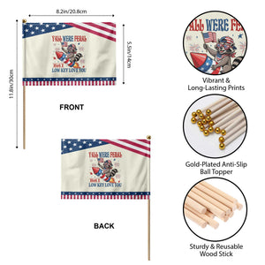 Y'all were Feral But I Low Key Love You Patriotic Handheld Flag Raccoon Cute Teacher 4th of July