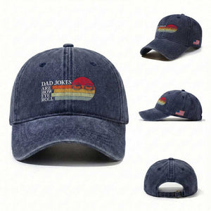 Dad Jokes are How Eye Roll Washed Cotton Baseball Cap Funny Father's Day Gift
