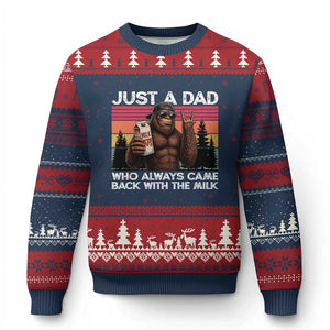 Just a Dad Who Always Came Back with The Milk Ugly Christmas Sweater Funny Father's Day Gift