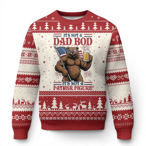 It's Not A Dad BOD It's A Father Figure Ugly Christmas Sweater Dad Bear Drinking Beer 4th of July TS14 Beige Red Print Your Wear