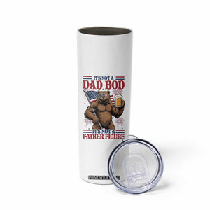 It's Not A Dad BOD It's A Father Figure Skinny Tumbler Dad Bear Drinking Beer 4th of July