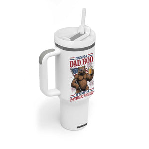 It's Not A Dad BOD It's A Father Figure Tumbler With Handle Dad Bear Drinking Beer 4th of July