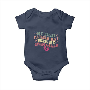 My First Fathers Day With Twin Girls Baby Onesie Funny New Dad Gift