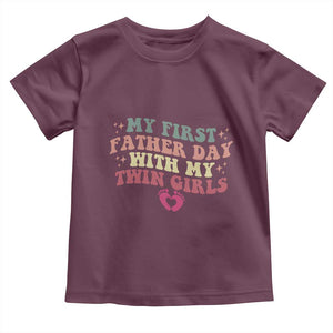 My First Fathers Day With Twin Girls Toddler T Shirt Funny New Dad Gift