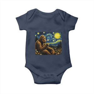 Bigfoot Blowing Dandelion Starry Night Baby Onesie Cryptid Mythical Creature National Park Monster Gift TS14 Navy Print Your Wear