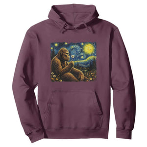 Bigfoot Blowing Dandelion Starry Night Hoodie Cryptid Mythical Creature National Park Monster Gift TS14 Maroon Print Your Wear