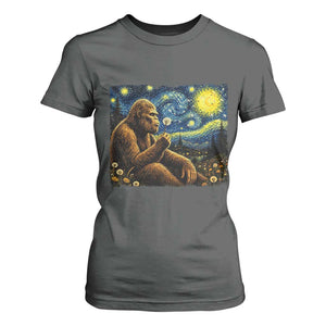 Bigfoot Blowing Dandelion Starry Night T Shirt For Women Cryptid Mythical Creature National Park Monster Gift TS14 Dark Heather Print Your Wear