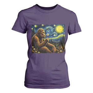 Bigfoot Blowing Dandelion Starry Night T Shirt For Women Cryptid Mythical Creature National Park Monster Gift TS14 Purple Print Your Wear