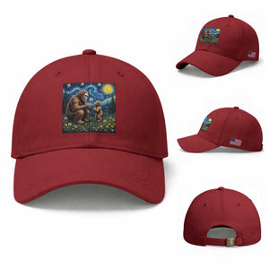 Bigfoot Blowing Dandelion Starry Night Baseball Cap Sasquatch Dad Fathers Day Father Son Matching TS14 Baseball Cap Universal Fit Cherry Red Print Your Wear